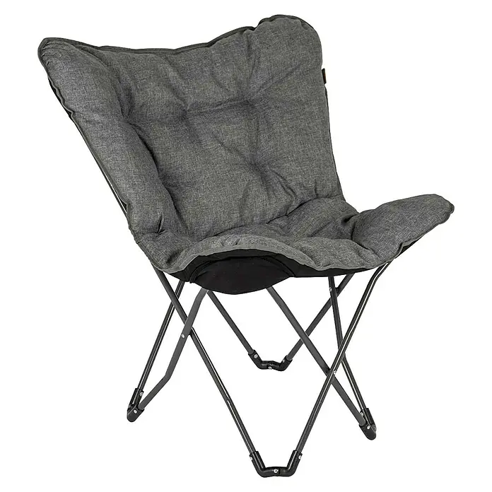 Bo-Camp Campingstuhl Redbridge - B x T x H: 66 x 85 x 92 cm, Grau, Stahl/Polyester - Grauer Faltstuhl mit weicher Polsterung, ideal für Camping und Outdoor-Aktivitäten. Der Stuhl ist leicht und einfach zu transportieren.