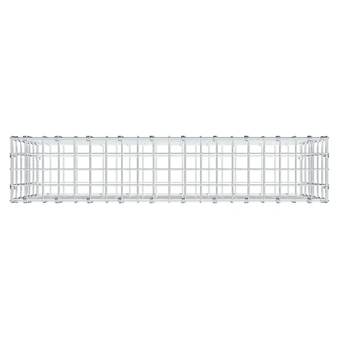 Gabiona Gabione - 100 x 20 x 60 cm, Maschenbreite: 5 cm, Maschenhöhe: 10 cm - Ein detailliertes Bild eines Gabionenkorbes, ideal für Gartenbau und Landschaftsgestaltung, zeigt seine robuste Drahtkonstruktion.
