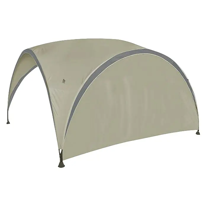 Bo-Camp Pavillon-Seitenwand - B x H: 370 x 239 cm, Passend für Bo-Camp Partyzelt, Beige - Ein beigefarbenes Strandzelt mit grauem Rand bietet Schutz vor Sonne und Wind. Ideal für entspannte Tage am Meer oder im Garten.