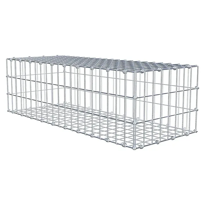 Gabiona Gabione - 100 x 40 x 30 cm, Maschenbreite: 5 cm, Maschenhöhe: 10 cm - Draufsicht auf einen Gabionenkorb aus verzinktem Drahtgeflecht, ideal für Gartenbau und Landschaftsgestaltung.