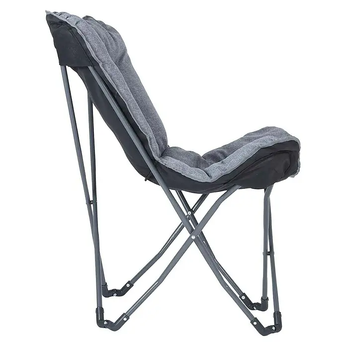 Bo-Camp Campingstuhl Redbridge - B x T x H: 66 x 85 x 92 cm, Grau, Stahl/Polyester - Grauer Faltstuhl mit einem Metallrahmen, ideal für Outdoor-Aktivitäten und bequemes Sitzen.