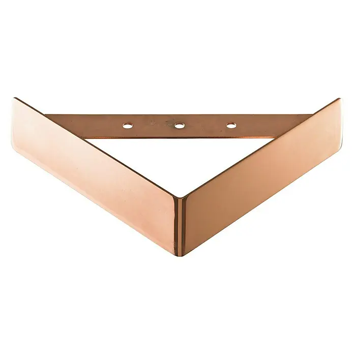 Hettich Möbelfuß TriangleL x B x H: 4,5 x 15 x 15 cm, Traglast: 50 kg, Stahl, Kupfer - Kupferfarbene V-förmige Möbelbeine mit Montageplatte und Bohrlöchern zur einfachen Befestigung.