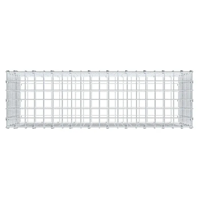 Gabiona Gabione - 100 x 30 x 50 cm, Maschenbreite: 5 cm, Maschenhöhe: 5 cm - Produktansicht eines Gabionenkobels aus verzinktem Drahtgeflecht.