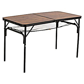 Bo-Camp Mesa de camping Industrial (L x An x Al: 120 x 60 x 70 cm, Aluminio/MDF, Marrón/Negro)