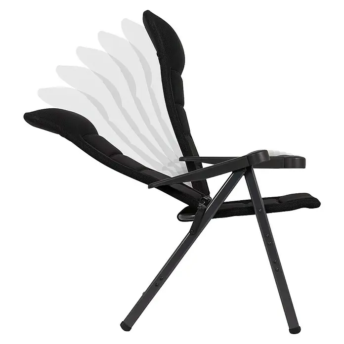Crespo Campingstuhl Air-Deluxe XL - B x T x H: 74 x 74 x 122 cm, Schwarz, Aluminium, Meshgewebe - Schwarzer Relaxsessel mit verstellbarer Rückenlehne für bequemes Entspannen. Die perfekte Sitzgelegenheit für Ihren Garten oder Balkon!
