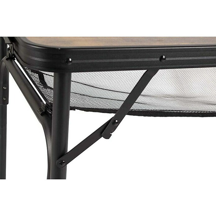 Bo-Camp Mesa de camping Industrial (L x An x Al: 120 x 60 x 70 cm, Aluminio/MDF, Marrón/Negro) | BAUHAUS