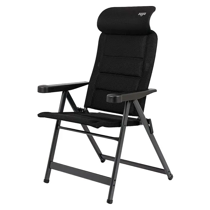 Crespo Campingstuhl Air-Deluxe M - B x T x H: 69 x 74 x 119 cm, Schwarz, Aluminium, Meshgewebe - Abgebildeter Crespo-Campingstuhl mit hoher Rückenlehne und Armlehnen, ideal für Komfort im Freien.