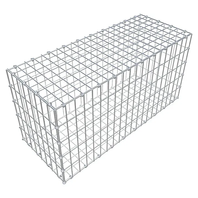 Gabiona Gabione - 100 x 40 x 50 cm, Maschenbreite: 5 cm, Maschenhöhe: 10 cm - Metallgitterbox für vielfältige Anwendungen, ideal für Gartenbau und Landschaftsgestaltung. Robuste Konstruktion für Steine oder Pflanzen.