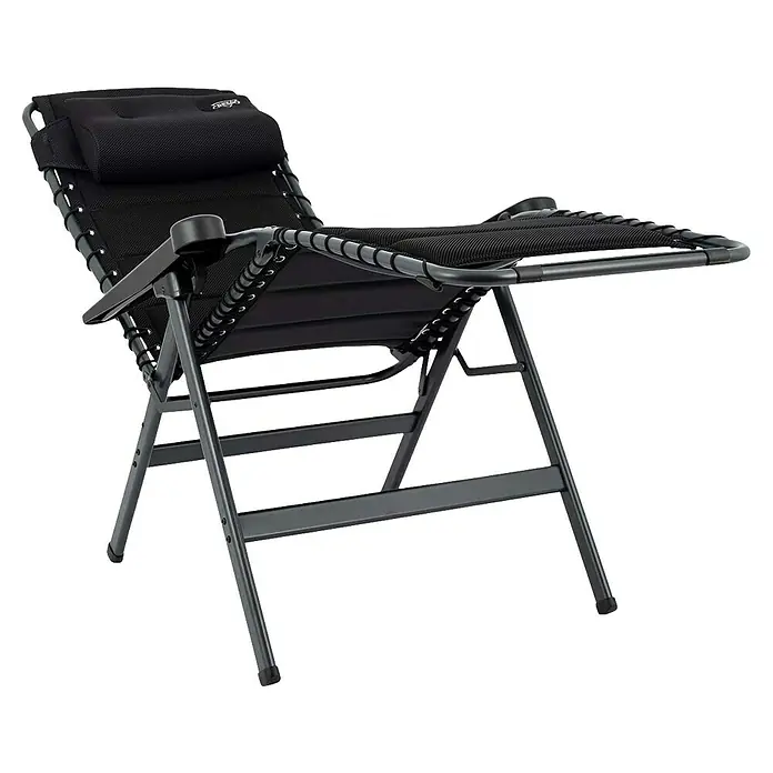 Crespo Sillón relax Air Deluxe II - L x An x Al: 78 x 71 x 119 cm, Negro - Aquí tienes una elegante silla reclinable de gravedad cero ajustable con reposacabezas. Ideal para relajarse en el jardín o en el patio.