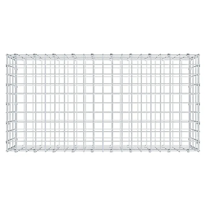 Gabiona Gabione - 100 x 50 x 30 cm, Maschenbreite: 5 cm, Maschenhöhe: 10 cm - Das Bild zeigt einen Gabionenkorb aus verzinktem Draht, der für den Einsatz im Garten- und Landschaftsbau konzipiert ist.