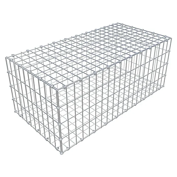 Gabiona Gabione - 100 x 50 x 40 cm, Maschenbreite: 5 cm, Maschenhöhe: 10 cm - Ein rechteckiger Gabionenkorb aus verzinktem Drahtgeflecht. Ideal für den Garten- und Landschaftsbau, robust und langlebig.