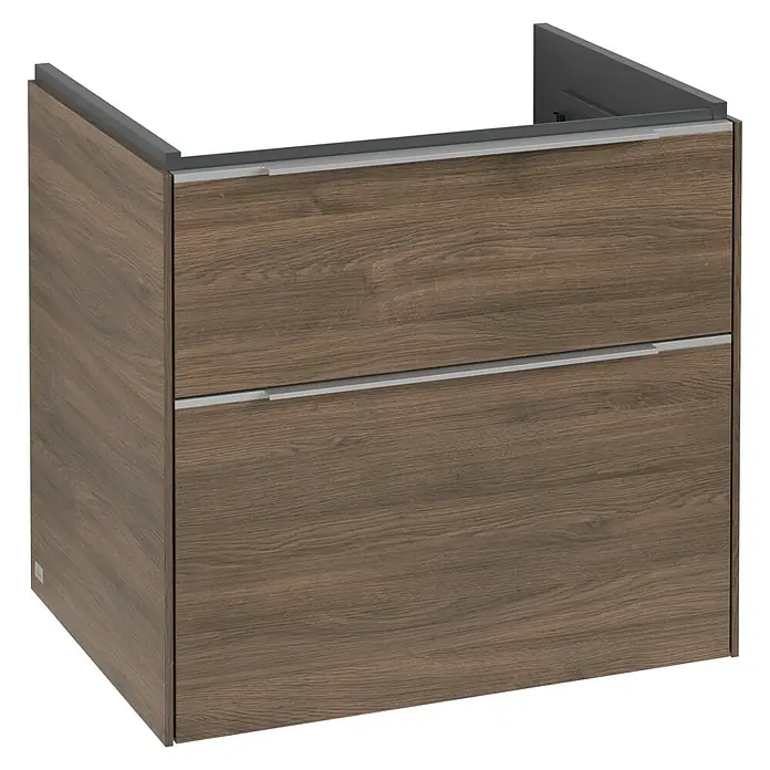 Villeroy & Boch Subway 3.0 Waschbeckenunterschrank - Arizona Oak, Anzahl Schubladen: 2 Stk., Farbe Griff: Aluminium glänzend, B x T x H: 62,2 x 47,8 x 57,6 cm, Mit Beleuchtung - Ein moderner Waschtischunterschrank mit zwei Schubladen in Holzoptik, ideal für jedes Badezimmer.