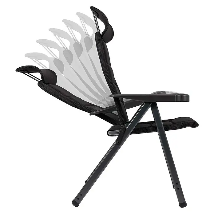 Crespo Campingstuhl Air-Deluxe M - B x T x H: 69 x 74 x 119 cm, Schwarz, Aluminium, Meshgewebe - Verstellbarer Campingstuhl mit Rückenlehne in verschiedenen Positionen für optimalen Komfort beim Entspannen im Freien.