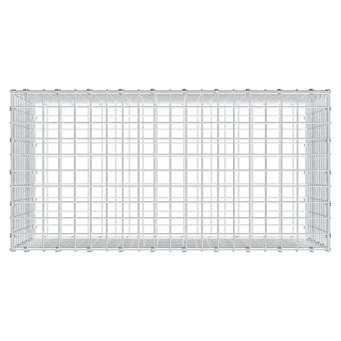 Gabiona Gabione - 100 x 50 x 50 cm, Maschenbreite: 5 cm, Maschenhöhe: 5 cm - Ansicht eines leeren Gabionenkorbs mit rechteckigem Maschendraht für Landschaftsbau und Erosionsschutz.
