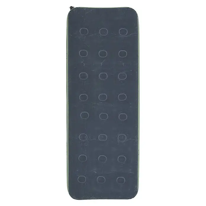 Bo-Camp Luftbett Air-XL - L x B x H: 200 x 70 x 23 cm, Grün/Schwarz - Nahaufnahme einer grauen, aufblasbaren Isomatte mit runden Erhebungen, ideal für Camping und Outdoor-Aktivitäten.