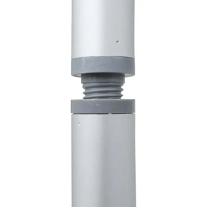 Bo-Camp Campingtisch Premium - L x B x H: 60 x 45 x 60 cm, Aluminium/MDF, Grau - Detailansicht einer ausziehbaren Aluminiumstange mit grauen Gewinden zur Höhenverstellung. Ideal für Stativbeine oder Teleskopstangen.