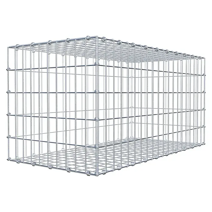 Gabiona Gabione - 100 x 50 x 50 cm, Maschenbreite: 5 cm, Maschenhöhe: 10 cm - Ein rechteckiger Gabionenkorb aus verzinktem Drahtgeflecht mit quadratischen Maschen für den Einsatz im Garten- und Landschaftsbau.