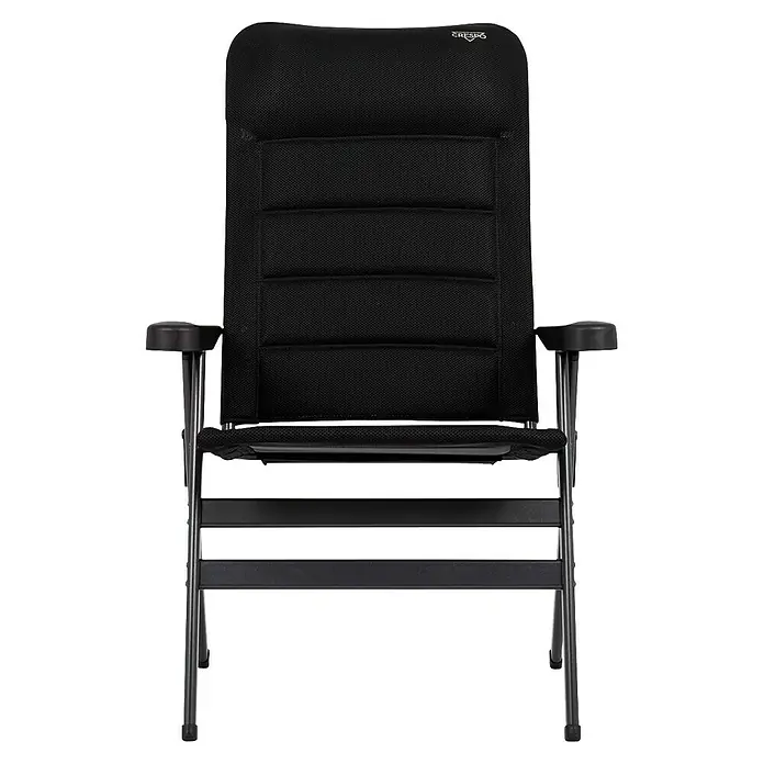 Crespo Campingstuhl Air-Deluxe XL - B x T x H: 74 x 74 x 122 cm, Schwarz, Aluminium, Meshgewebe - Abbildung eines schwarzen Crespo Campingstuhls, ideal für Outdoor-Aktivitäten und komfortables Entspannen in der Natur.