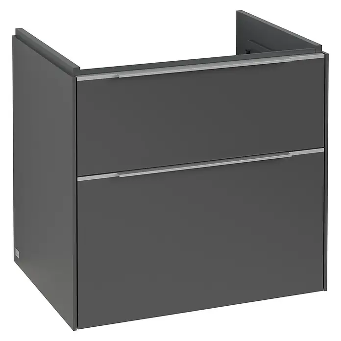 Villeroy & Boch Subway 3.0 Waschbeckenunterschrank - Graphite, Anzahl Schubladen: 2 Stk., Farbe Griff: Aluminium glänzend, B x T x H: 62,2 x 47,8 x 57,6 cm, Mit Beleuchtung - Modernes, graues Waschbeckenunterschrank mit zwei Schubladen und schlichten Griffen für ein stilvolles Badezimmerdesign.