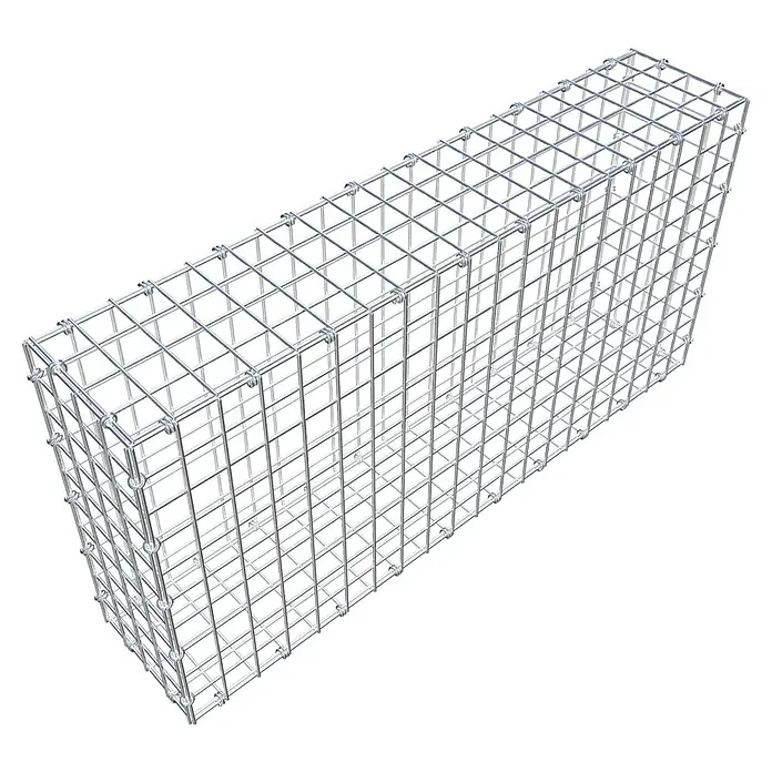 Gabiona Gabione - 100 x 20 x 50 cm, Maschenbreite: 5 cm, Maschenhöhe: 5 cm - Ein rechteckiger Gabionen-Käfig aus verzinktem Stahlgitter. Ideal für Gartenbau oder als Stützmauer. Sehr stabil und langlebig.