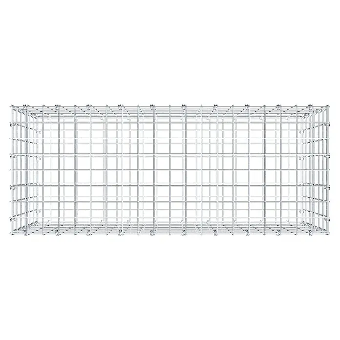 Gabiona Gabione - 100 x 40 x 60 cm, Maschenbreite: 5 cm, Maschenhöhe: 10 cm - Abbildung eines Gabionenkorbs aus verzinktem Draht, der Stabilität und Haltbarkeit für verschiedene Anwendungen bietet.