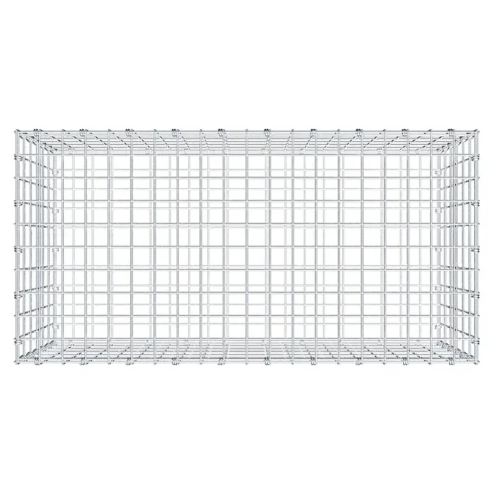 Gabiona Gabione - 100 x 50 x 60 cm, Maschenbreite: 5 cm, Maschenhöhe: 10 cm - Nahaufnahme eines Gabionenkorbs aus Drahtgeflecht, der Stabilität und Vielseitigkeit für verschiedene Anwendungen bietet.