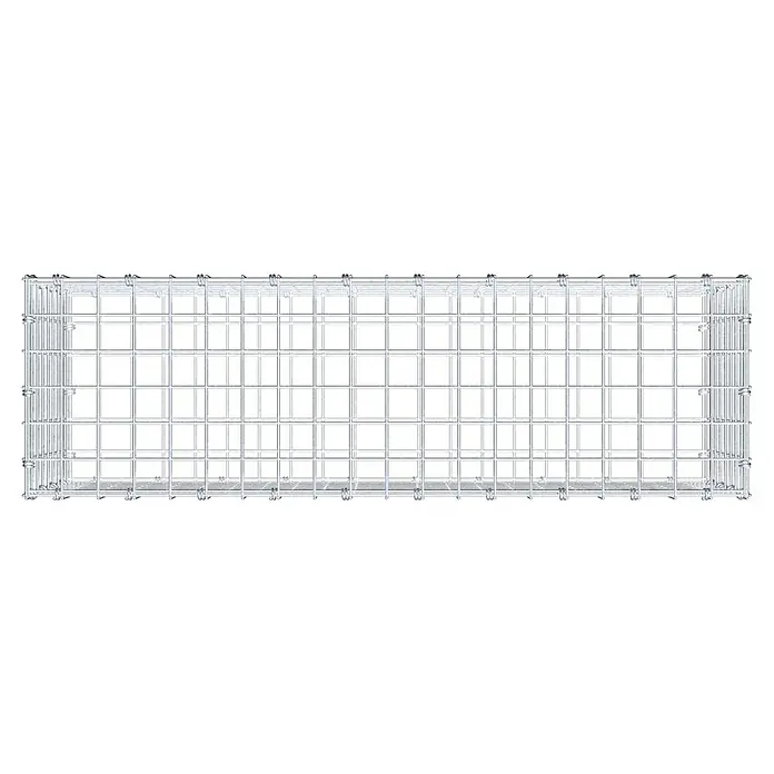 Gabiona Gabione - 100 x 30 x 40 cm, Maschenbreite: 5 cm, Maschenhöhe: 5 cm - Ein detailliertes Bild eines Gabionenkorbs, der durch sein filigranes Drahtgitterdesign besticht und vielseitige Anwendungsmöglichkeiten bietet.