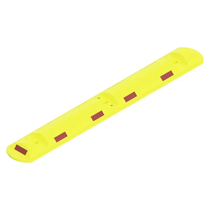 Schake Bodenschwelle - L x B x H: 1.170 x 150 x 50 mm, Aufdübeln, Gelb - Gelber Fahrbahnschweller mit roten Reflektoren zur Geschwindigkeitsreduzierung im Straßenverkehr.