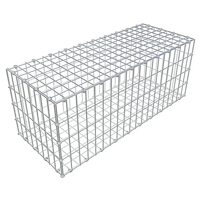 Gabiona Gabione - 100 x 40 x 40 cm, Maschenbreite: 5 cm, Maschenhöhe: 10 cm - Ein Gabionenkorb aus verzinktem Drahtgitter, ideal für den Garten- und Landschaftsbau. Robuste Konstruktion für vielfältige Anwendungen.