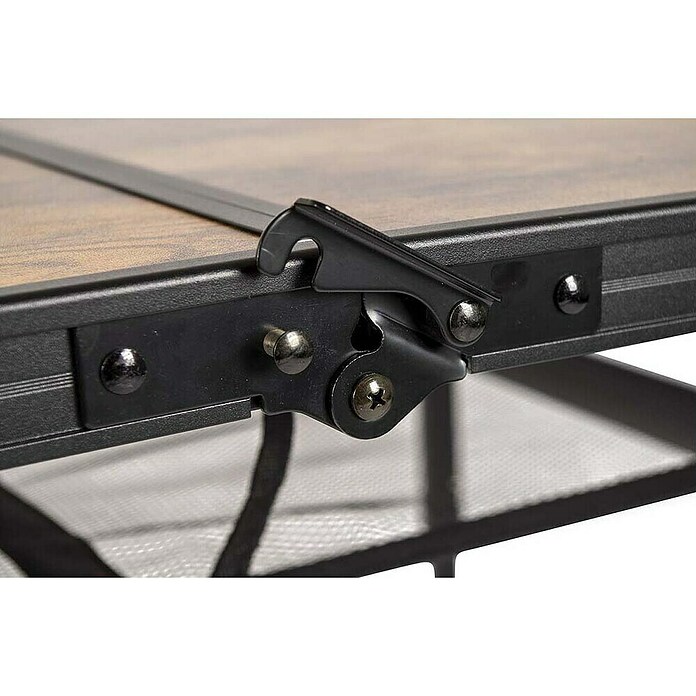 Bo-Camp Mesa de camping Industrial (L x An x Al: 120 x 60 x 70 cm, Aluminio/MDF, Marrón/Negro) | BAUHAUS