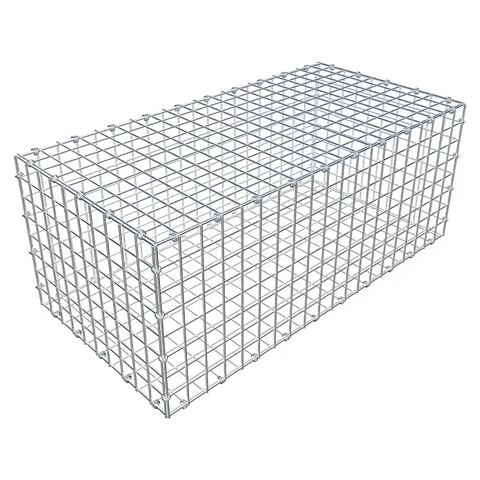 Gabiona Gabione - 100 x 50 x 40 cm, Maschenbreite: 5 cm, Maschenhöhe: 5 cm - Ein rechteckiger Gabionenkorb aus verzinktem Drahtgeflecht, ideal für Gartenbau und Landschaftsgestaltung. Robust und vielseitig einsetzbar.