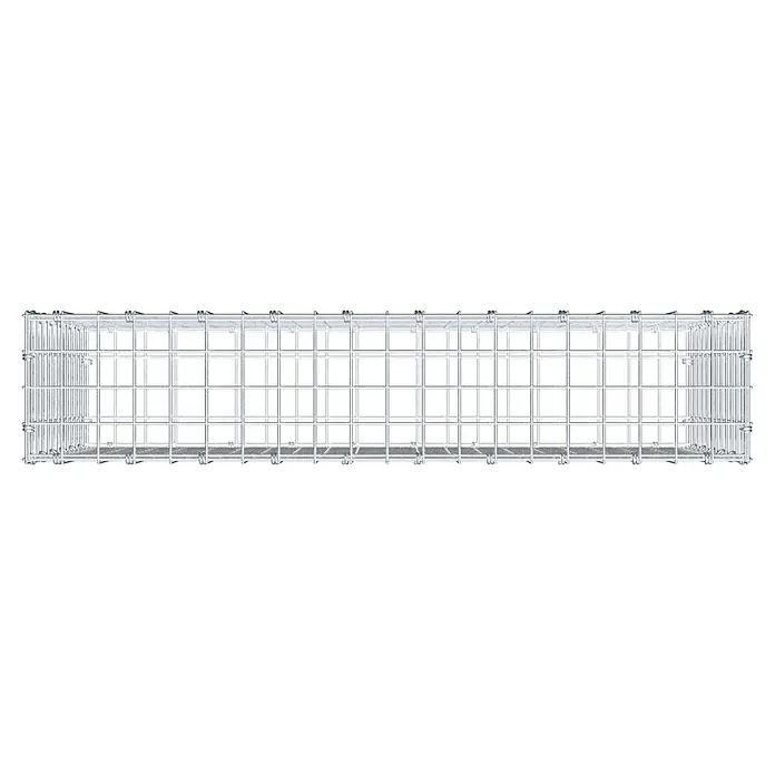 Gabiona Gabione - 100 x 20 x 60 cm, Maschenbreite: 5 cm, Maschenhöhe: 5 cm - Ansicht eines leeren Gabionenkobels aus Drahtgitter, der sich ideal für den Außenbereich und die Gartengestaltung eignet.