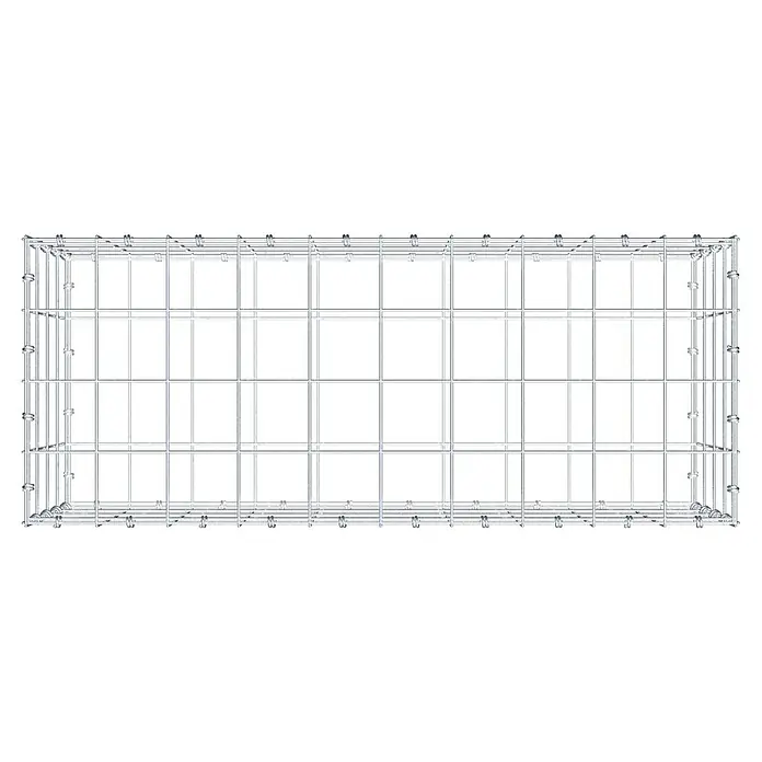 Gabiona Gabione - 100 x 40 x 40 cm, Maschenbreite: 10 cm, Maschenhöhe: 10 cm - Draufsicht eines stabilen Drahtgitterbehälters, ideal für Lagerung und Transport. Das robuste Design sorgt für Sicherheit und Ordnung.