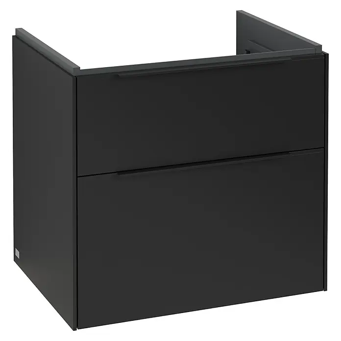 Villeroy & Boch Subway 3.0 Waschbeckenunterschrank - Volcano Black, Anzahl Schubladen: 2 Stk., Farbe Griff: Volcano Black, B x T x H: 62,2 x 47,8 x 57,6 cm, Mit Beleuchtung - Moderner schwarzer Waschtischunterschrank mit zwei Schubladen und minimalistischen Griffen für ein stilvolles Badezimmer.