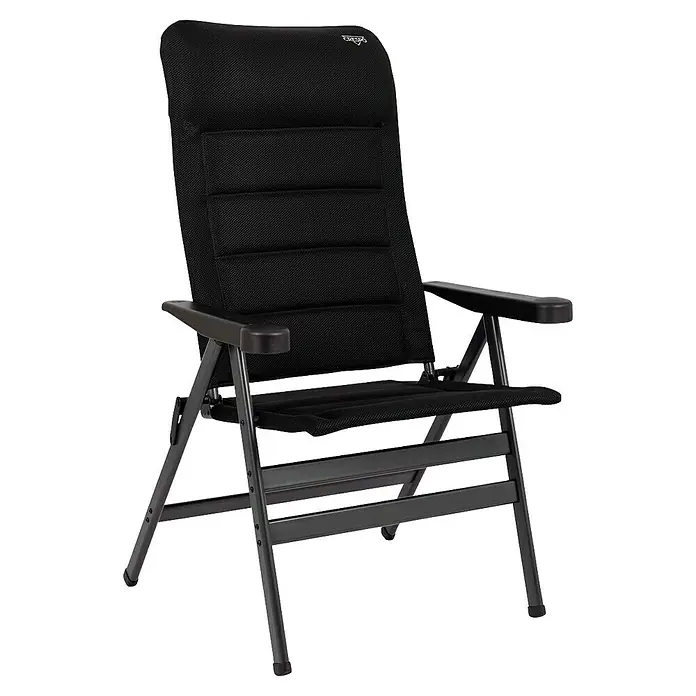Crespo Campingstuhl Air-Deluxe XL - B x T x H: 74 x 74 x 122 cm, Schwarz, Aluminium, Meshgewebe - Schwarzer Crespo Campingstuhl mit hoher Rückenlehne und Armlehnen, ideal für Outdoor-Aktivitäten und komfortables Sitzen.