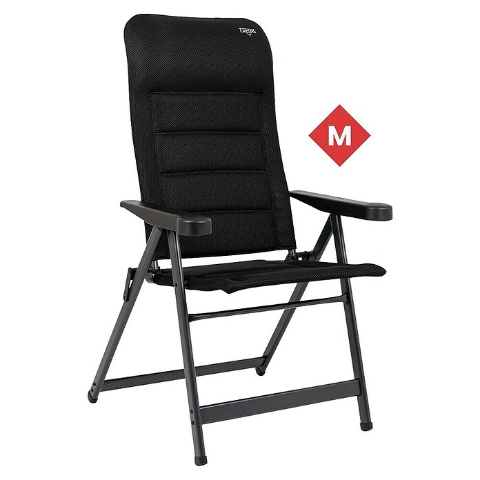 Crespo Campingstuhl Air-Deluxe (Aluminium, Rückenlehne verstellbar, Schwarz, B x T x H: 69 x 74 x 120 cm) | BAUHAUS
