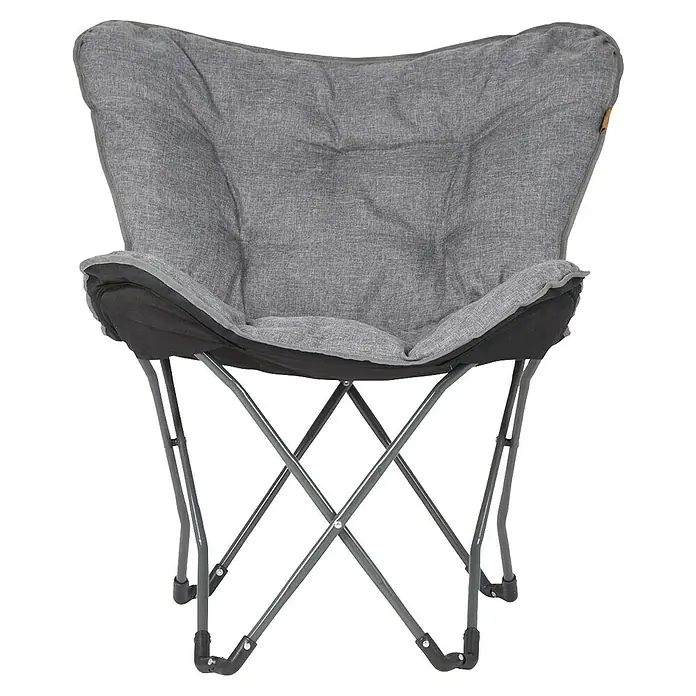 Bo-Camp Campingstuhl Redbridge - B x T x H: 66 x 85 x 92 cm, Grau, Stahl/Polyester - Dieser Klappstuhl verfügt über einen robusten Metallrahmen und einen bequemen, gepolsterten Sitz in Grau und Schwarz. Perfekt für Outdoor-Aktivitäten.