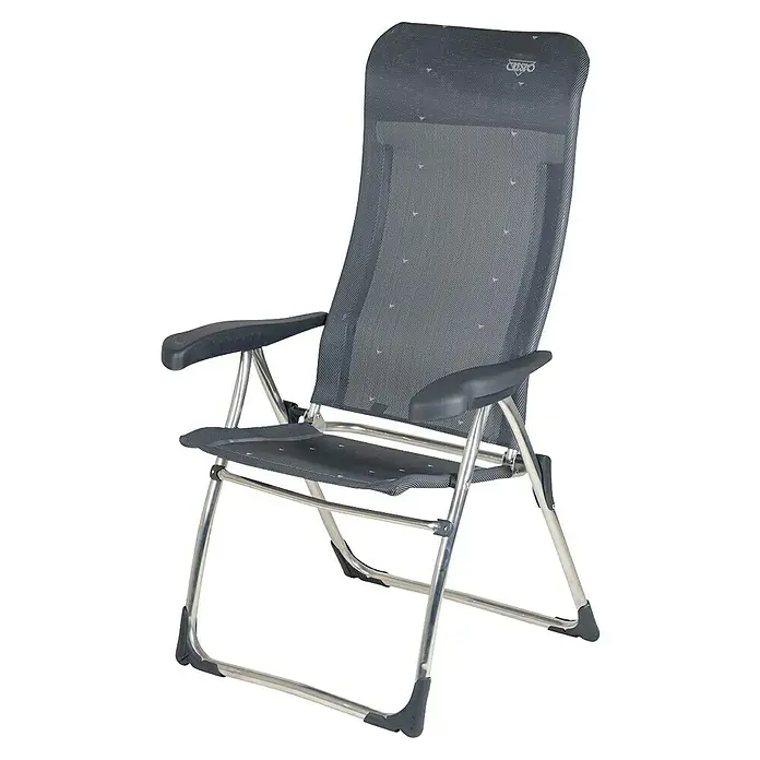 Crespo Campingstuhl - Aluminium, Textilene, Anthrazit, B x T x H: 64 x 64 x 115 cm - Bild eines Crespo Campingstuhls mit hoher Rückenlehne, ideal für Outdoor-Aktivitäten und komfortables Entspannen.