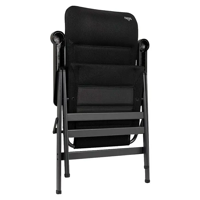 Crespo Campingstuhl Air-Deluxe XL - B x T x H: 74 x 74 x 122 cm, Schwarz, Aluminium, Meshgewebe - Bild einer Crespo Relaxliege in dunkler Farbe, die Stabilität und Komfort für entspannte Momente im Freien verspricht.