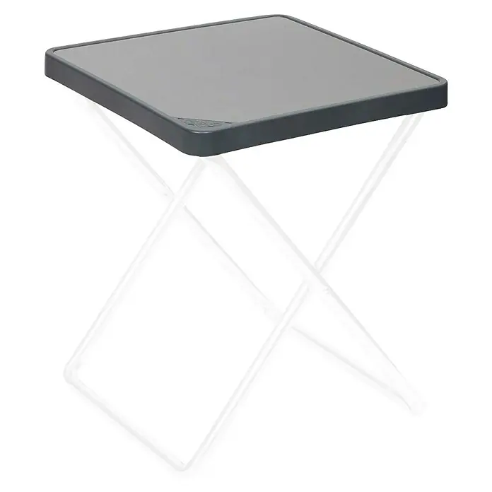 Crespo Tischplatte M/201 - L x B x H: 42 x 42 x 3,5 cm, Melamin/Aluminium - Ein quadratischer Beistelltisch mit grauem Tischblatt und weißem Gestell. Ideal für kleine Räume oder als zusätzliche Ablagefläche.