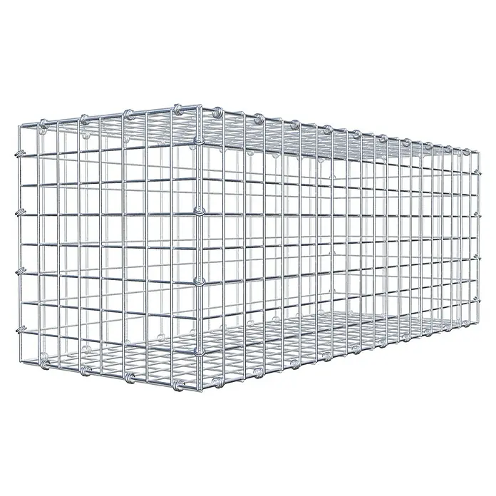 Gabiona Gabione - 100 x 40 x 40 cm, Maschenbreite: 5 cm, Maschenhöhe: 5 cm - Ein Gabionenkorb aus verzinktem Drahtgeflecht, ideal zur Gestaltung von Gärten und Landschaften. Die robuste Konstruktion sorgt für Stabilität.