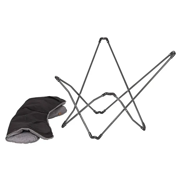 Bo-Camp Campingstuhl Redbridge - B x T x H: 66 x 85 x 92 cm, Grau, Stahl/Polyester - Ein zerlegter Faltstuhl aus Metall mit einem schwarzen, gesteppten Bezug. Ideal für Camping und Outdoor-Aktivitäten.
