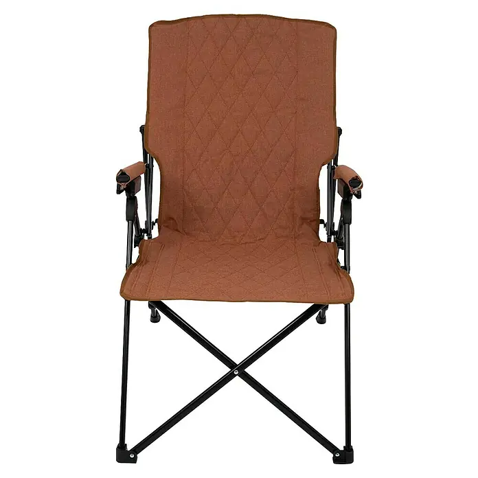 Bo-Camp Campingstuhl Stanwix - Orange, Stahl, Textil, B x T x H: 84 x 61 x 98 cm - Brauner, gesteppter Campingstuhl mit Armlehnen und schwarzem Metallgestell für bequemes Sitzen im Freien. Ideal für Campingausflüge.