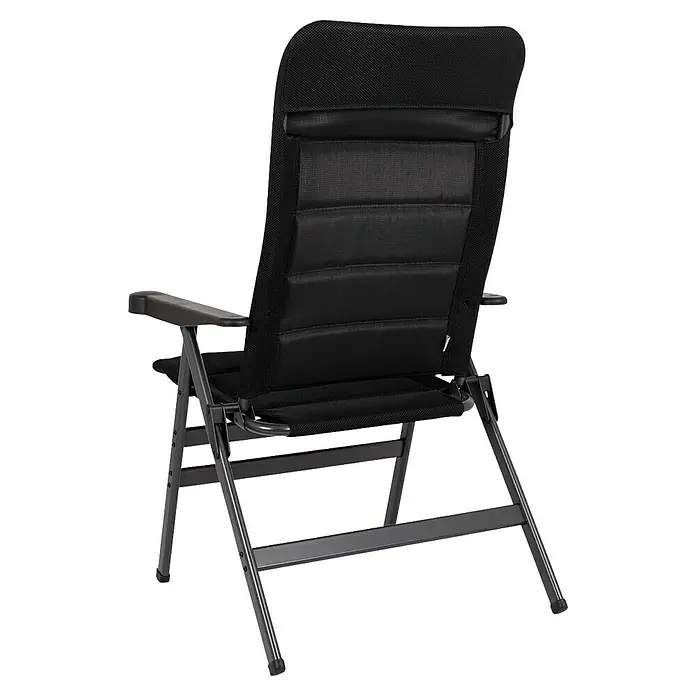 Crespo Campingstuhl Air-Deluxe XL - B x T x H: 74 x 74 x 122 cm, Schwarz, Aluminium, Meshgewebe - Schwarzer Klappstuhl mit Armlehnen und gepolsterter Rückenlehne. Ideal für Camping oder den Garten.