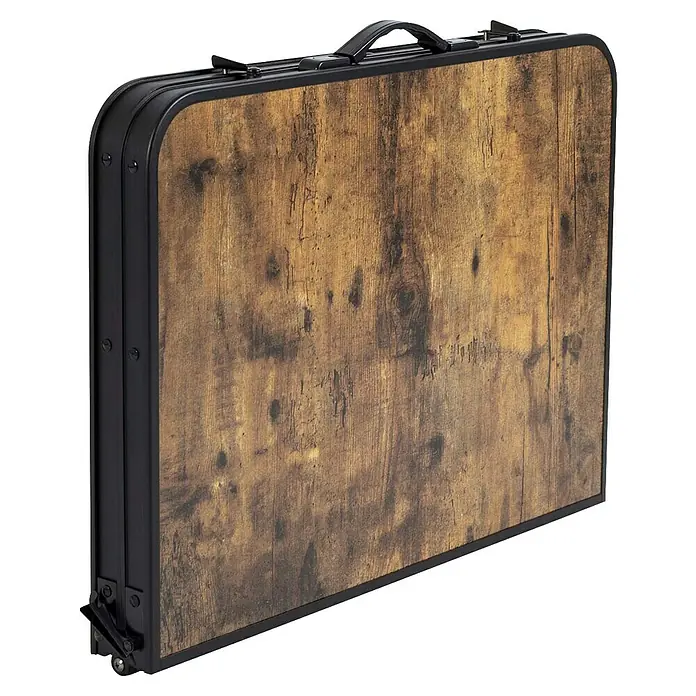 Bo-Camp Campingtisch Industrial - L x B x H: 90 x 60 x 81 cm, Aluminium/MDF, Schwarz/Braun - Klapptisch mit Holzplatte und schwarzem Metallrahmen. Praktisch für unterwegs, ideal für Camping oder als Beistelltisch.