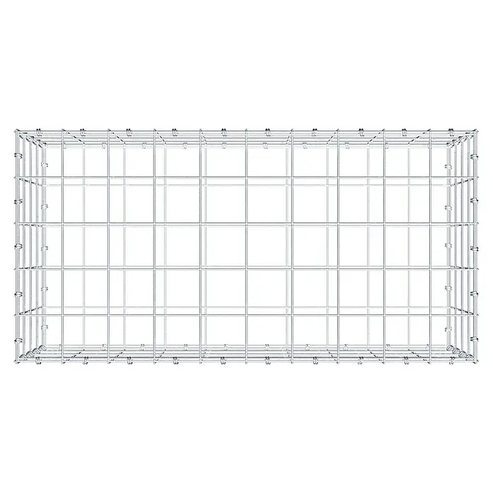 Gabiona Gabione - 100 x 50 x 40 cm, Maschenbreite: 10 cm, Maschenhöhe: 10 cm - Ansicht eines rechteckigen Gabionenkorbs aus Drahtgeflecht, der Stabilität und Flexibilität für verschiedene Landschaftsbauprojekte bietet.
