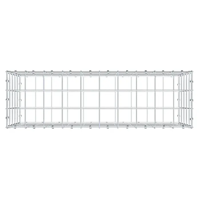 Gabiona Gabione - 100 x 30 x 50 cm, Maschenbreite: 10 cm, Maschenhöhe: 10 cm - Draufsicht auf einen Gabionenkorb aus verzinktem Drahtgeflecht, ideal für Gartenbau und Landschaftsgestaltung. Robust und vielseitig einsetzbar.