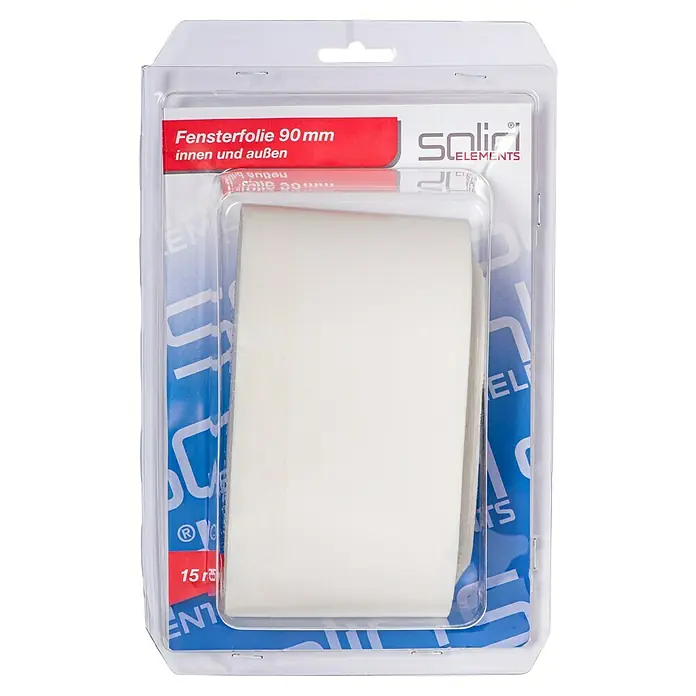 Solid Elements Folienband - 15 m x 90 mm, Innen/Außen - Fensterfolie 90 mm in transparenter Verpackung. Die Folie ist für den Innen- und Außenbereich geeignet und bietet Schutz.