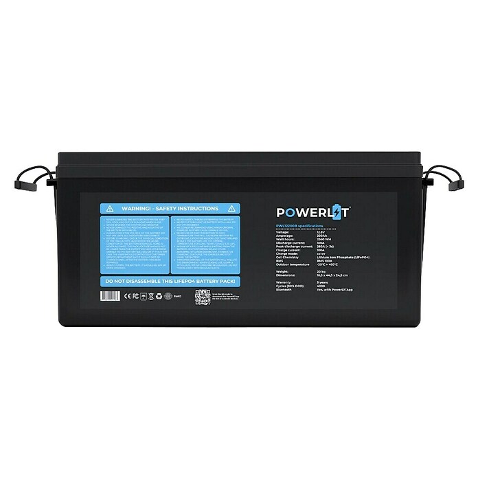 Powerlit Accu 12V 200Ah LiFePO4 (Accutype: LiFePO4 (LFP) – lithium ijzerfosfaat) | BAUHAUS