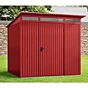 EcoStar Gerätehaus Elegant-P Typ 2 (Außenbreite inkl. Dachüberstand: 247,9 cm, Außentiefe inkl. Dachüberstand: 283,4 cm, Purpurrot, Einzeltür) | BAUHAUS